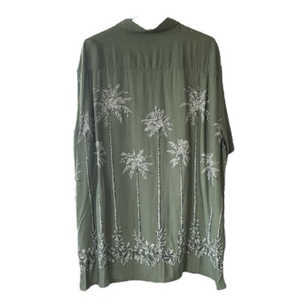 Croft & Barrow Olive Green Hawaiian Button down Mens Shirt. Size (XXL) - Picture 2 of 5